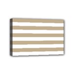 Horizontal Stripes - White and Khaki Brown Mini Canvas 6  x 4  (Stretched)