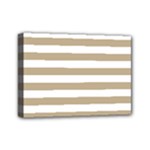 Horizontal Stripes - White and Khaki Brown Mini Canvas 7  x 5  (Stretched)