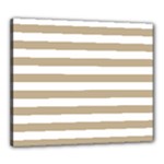 Horizontal Stripes - White and Khaki Brown Canvas 24  x 20  (Stretched)