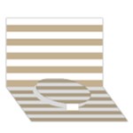 Horizontal Stripes - White and Khaki Brown Circle Bottom 3D Greeting Card (7x5)