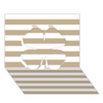 Horizontal Stripes - White and Khaki Brown Clover 3D Greeting Card (7x5)