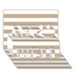 Horizontal Stripes - White and Khaki Brown Get Well 3D Greeting Card (7x5)