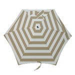 Horizontal Stripes - White and Khaki Brown Mini Umbrella