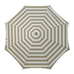 Horizontal Stripes - White and Khaki Brown Golf Umbrella