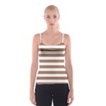 Horizontal Stripes - White and French Beige Spaghetti Strap Top