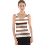 Horizontal Stripes - White and French Beige Tank Top