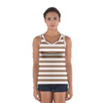 Horizontal Stripes - White and French Beige Women s Sport Tank Top