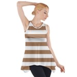 Horizontal Stripes - White and French Beige Side Drop Tank Tunic