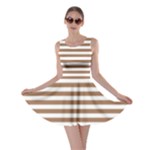 Horizontal Stripes - White and French Beige Skater Dress