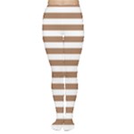 Horizontal Stripes - White and French Beige Women s Tights
