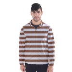 Horizontal Stripes - White and French Beige Wind Breaker (Men)