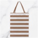 Horizontal Stripes - White and French Beige Classic Tote Bag