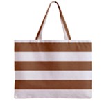 Horizontal Stripes - White and French Beige Zipper Mini Tote Bag