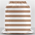 Horizontal Stripes - White and French Beige Drawstring Bag (Large)