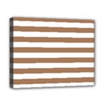 Horizontal Stripes - White and French Beige Canvas 10  x 8  (Stretched)