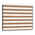 Horizontal Stripes - White and French Beige Canvas 20  x 16  (Stretched)