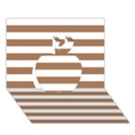 Horizontal Stripes - White and French Beige Apple 3D Greeting Card (7x5)