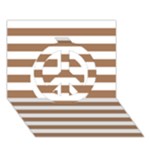 Horizontal Stripes - White and French Beige Peace Sign 3D Greeting Card (7x5)
