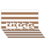 Horizontal Stripes - White and French Beige HUGS 3D Greeting Card (8x4)