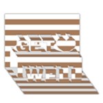 Horizontal Stripes - White and French Beige Get Well 3D Greeting Card (7x5)