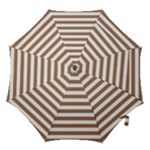 Horizontal Stripes - White and French Beige Hook Handle Umbrella (Large)