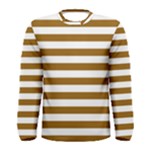 Horizontal Stripes - White and Golden Brown Men s Long Sleeve T-shirt