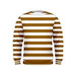 Horizontal Stripes - White and Golden Brown Kid s Sweatshirt