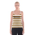 Horizontal Stripes - White and Golden Brown Spaghetti Strap Top