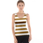 Horizontal Stripes - White and Golden Brown Tank Top