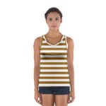 Horizontal Stripes - White and Golden Brown Women s Sport Tank Top