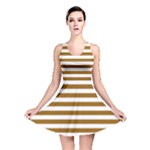 Horizontal Stripes - White and Golden Brown Reversible Skater Dress