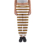 Horizontal Stripes - White and Golden Brown Women s Jogger Sweatpants