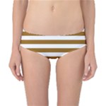 Horizontal Stripes - White and Golden Brown Classic Bikini Bottoms