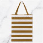 Horizontal Stripes - White and Golden Brown Classic Tote Bag