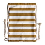 Horizontal Stripes - White and Golden Brown Drawstring Bag (Large)