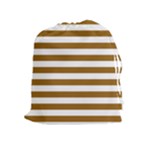 Horizontal Stripes - White and Golden Brown Drawstring Pouch (XL)
