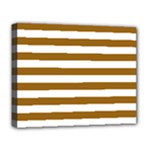 Horizontal Stripes - White and Golden Brown Deluxe Canvas 20  x 16  (Stretched)