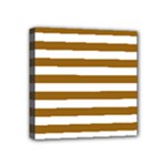 Horizontal Stripes - White and Golden Brown Mini Canvas 4  x 4  (Stretched)