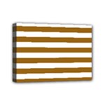 Horizontal Stripes - White and Golden Brown Mini Canvas 7  x 5  (Stretched)