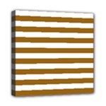 Horizontal Stripes - White and Golden Brown Mini Canvas 8  x 8  (Stretched)