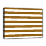 Horizontal Stripes - White and Golden Brown Canvas 16  x 12  (Stretched)