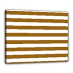 Horizontal Stripes - White and Golden Brown Canvas 20  x 16  (Stretched)