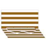 Horizontal Stripes - White and Golden Brown Twin Heart Bottom 3D Greeting Card (8x4)
