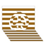 Horizontal Stripes - White and Golden Brown Peace Sign 3D Greeting Card (7x5)