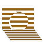 Horizontal Stripes - White and Golden Brown Circle 3D Greeting Card (7x5)