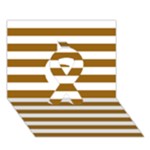 Horizontal Stripes - White and Golden Brown Ribbon 3D Greeting Card (7x5)