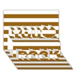 Horizontal Stripes - White and Golden Brown You Rock 3D Greeting Card (7x5)