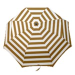 Horizontal Stripes - White and Golden Brown Folding Umbrella