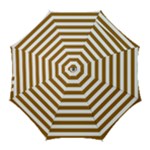 Horizontal Stripes - White and Golden Brown Golf Umbrella