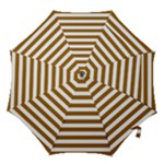 Horizontal Stripes - White and Golden Brown Hook Handle Umbrella (Large)